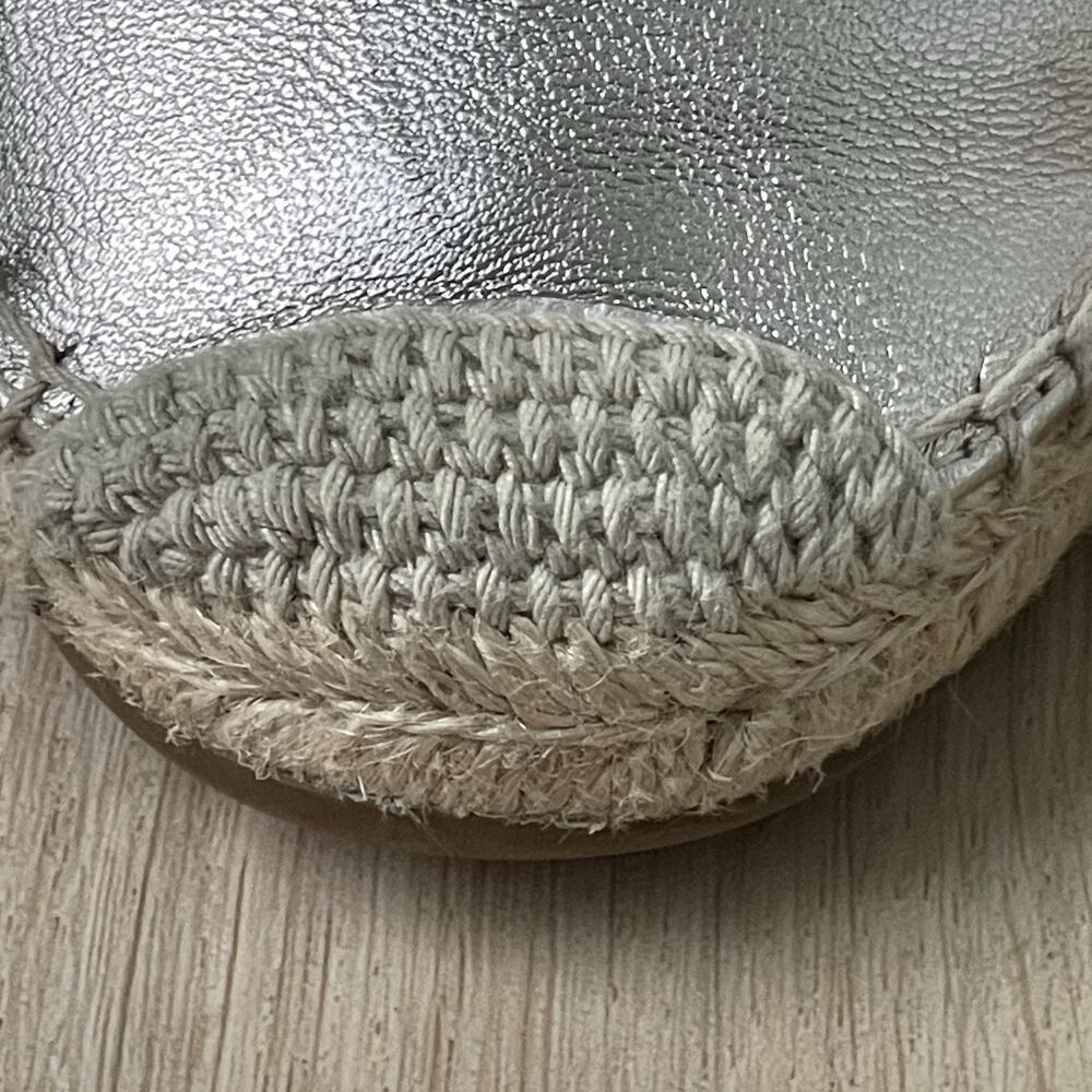Coach Shoes Womens Cassidy Espadrille Mules Size 7 Leather Silver - Picture 14 of 16